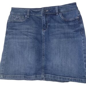 Classic Blue Denim Skirt With Silver Stitch And Bead Detailing 4